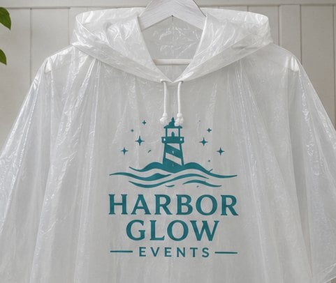 Standard Drawstring Poncho with custom branding